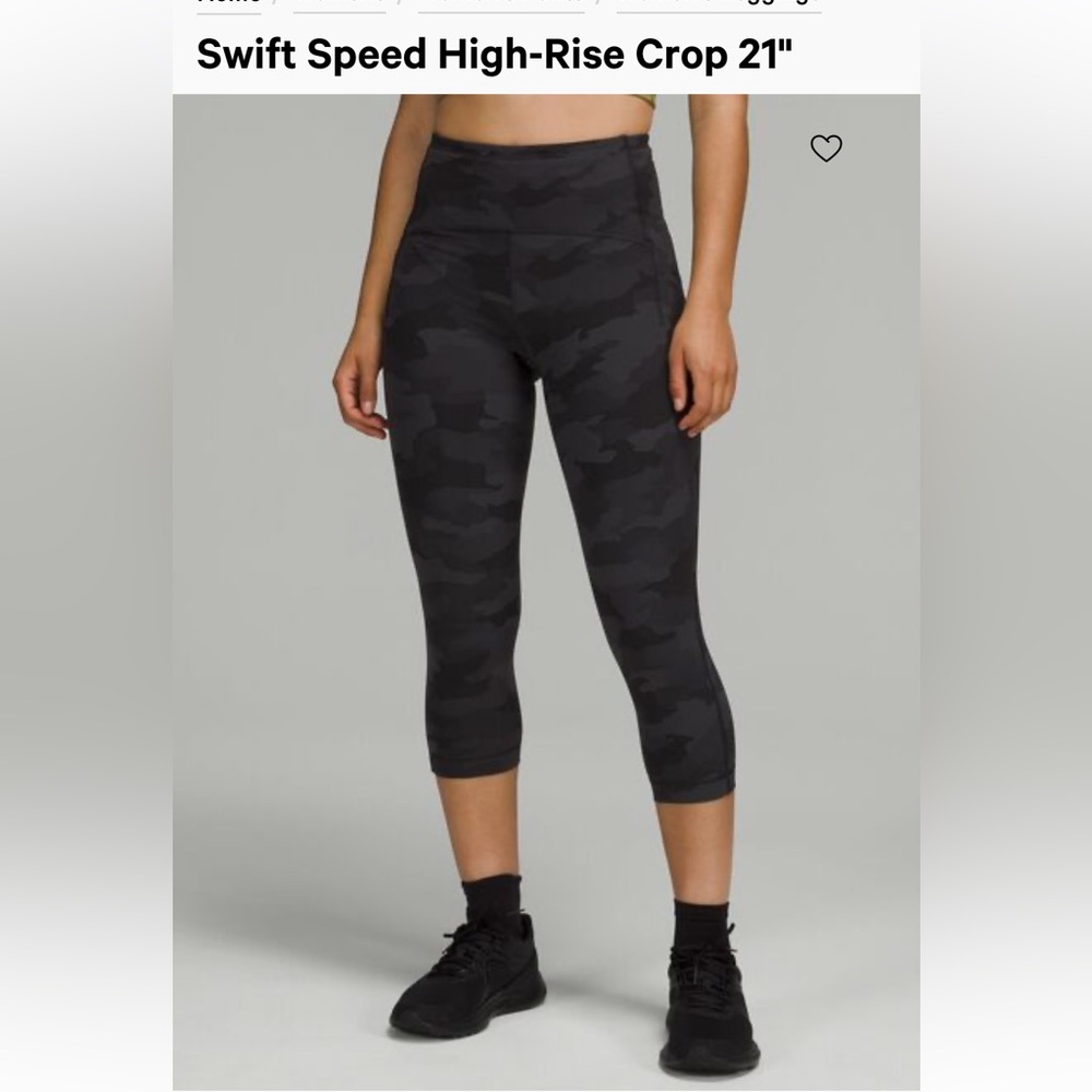 🖤lululemon🖤Swift Speed High Rise Crop 21”, Heritage 365 Camo Deep, Size 16